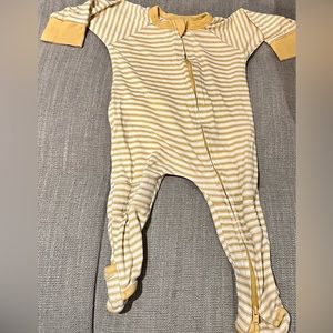 Goumi zipper jumpsuit: mustard yellow stripes: 6-12M